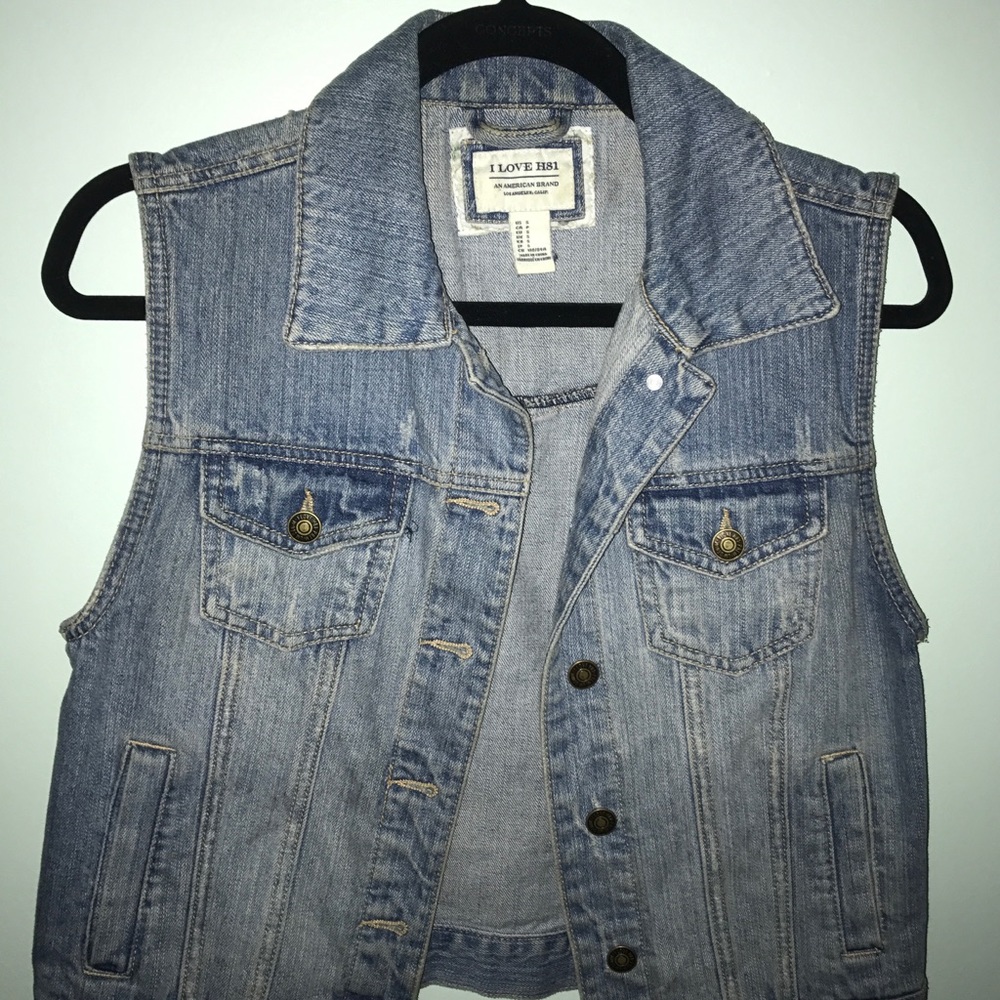 Light wash denim vest